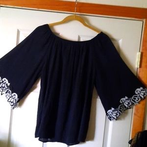 Black and white blouse.